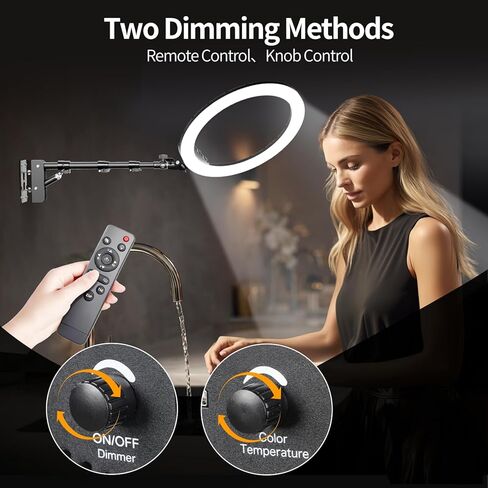 EMART 21’’ Ring Light Wall Mount with Phone Holder, Rotatable Boom Arm Overhead Light Stand with Remote Control for Photography Lighting Studio, Live Streaming, Salon, Barber Light, Beauty Tattoo in Kuwait