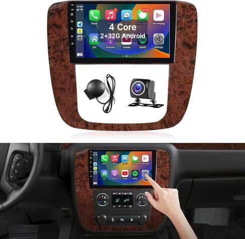 Leadfan Car Radio Stereo for Chevrolet Chevy Silverado Tahoe Suburban GMC Yukon 2007-2012 with Wireless Carplay Android Auto 9" TouchScreen Replacement with Bluetooth GPS Navigation WiFi Backup Camera in Kuwait
