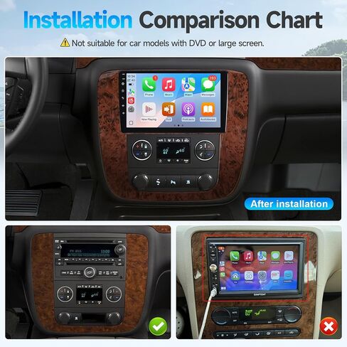 Leadfan Car Radio Stereo for Chevrolet Chevy Silverado Tahoe Suburban GMC Yukon 2007-2012 with Wireless Carplay Android Auto 9" TouchScreen Replacement with Bluetooth GPS Navigation WiFi Backup Camera in Kuwait