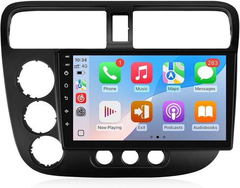 راديو سيارة 8 Core 4+64G لسيارة Honda Civic 2001-2005 ستيريو مع Carplay لاسلكي Android Auto 9 بوصة IPS شاشة تعمل باللمس واي فاي GPS للملاحة / بلوتوث / وصلة مرآة / FM / SWC / كاميرا احتياطية / شاشة مقسمة in Saudi Arabia