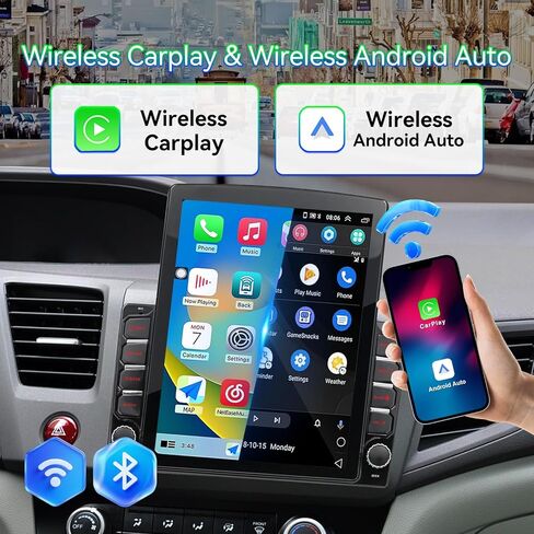 Car Stereo Radio Compatible with Honda Civic 2012 2013 2014 2015,Android 15 Head Unit with Wireless CarPlay Android Auto,9.7' Touchscreen Support Bluetooth/GPS/WiFi/Mirror Link/Backup Camera in Kuwait