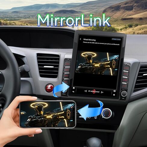 Car Stereo Radio Compatible with Honda Civic 2012 2013 2014 2015,Android 15 Head Unit with Wireless CarPlay Android Auto,9.7' Touchscreen Support Bluetooth/GPS/WiFi/Mirror Link/Backup Camera in Kuwait