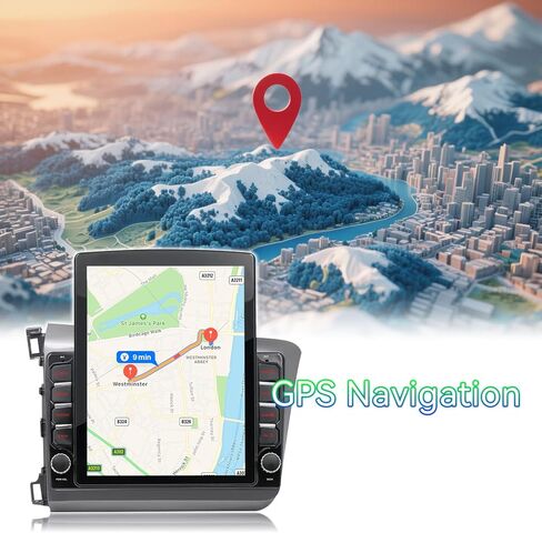 Car Stereo Radio Compatible with Honda Civic 2012 2013 2014 2015,Android 15 Head Unit with Wireless CarPlay Android Auto,9.7' Touchscreen Support Bluetooth/GPS/WiFi/Mirror Link/Backup Camera in Kuwait