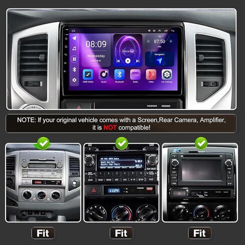 راديو سيارة 4G+64G Android 13 لسيارة Toyota Tacoma 2005-2015، 9 بوصة تعمل باللمس Carplay اللاسلكي ودعم Android التلقائي ترقية راديو شاشة تعمل باللمس مع كاميرا AHD، نظام ملاحة GPS، SWC، WiFi، FM، بلوتوث in Kuwait