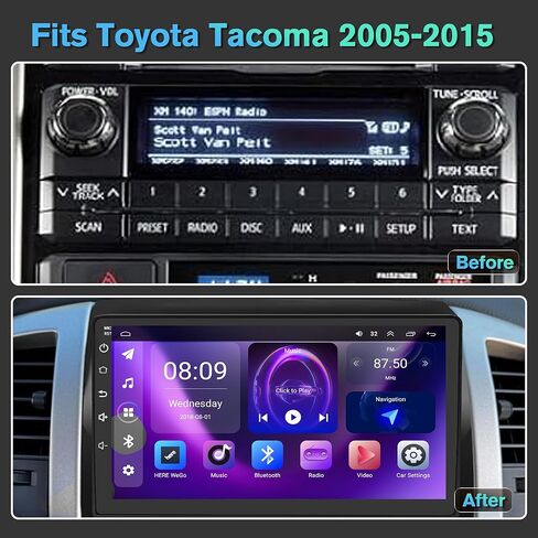راديو سيارة 4G+64G Android 13 لسيارة Toyota Tacoma 2005-2015، 9 بوصة تعمل باللمس Carplay اللاسلكي ودعم Android التلقائي ترقية راديو شاشة تعمل باللمس مع كاميرا AHD، نظام ملاحة GPS، SWC، WiFi، FM، بلوتوث in Kuwait
