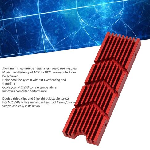 M.2 Heatsink, Aluminum Alloy NVMe Cooler, 2280 SSD Cooler with 3 Thermal Pads, Ideal for M.2 PCIE NVMe SSD in Kuwait