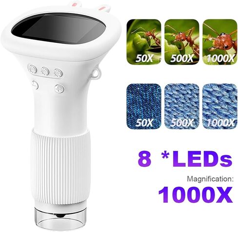 مجهر رقمي 1000X نطاق رقمي محمول 2 بوصة شاشة IPS نطاق HD محمول عدسة 2 ميجابكسل صغيرة محمولة مع 8 مصابيح LED in Kuwait