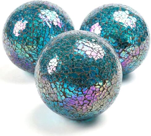 DomeStar 3PCS Black Decorative Balls, 4inch Sparkle Mosaic Glass Orbs Mirrored Centerpiece Balls Orbs for Decorate Basket or Bowls Vases Coffee Tables Garden Wedding Party in Saudi Arabia