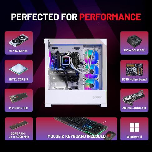كمبيوتر الألعاب Skytech Gaming Archangel 5، Intel i7 14700F 2.1 جيجا هرتز، NVIDIA RTX 5070 12 جيجا، 1 تيرابايت Gen4 NVMe SSD، 32 جيجا DDR5 RAM 6000، 750 وات ذهبي PSU، 360 ARGB AIO، واي فاي، ويندوز 11، سطح المكتب in Kuwait