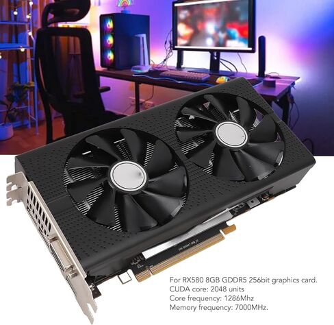 VBESTLIFE 8GB Graphics Card, GDDR5 256Bit GPU, 1286/7000MHz PCIE 3.0 x16 Gaming Video Card, Desktop Computer Graphics Support for DirectX 12 in Kuwait