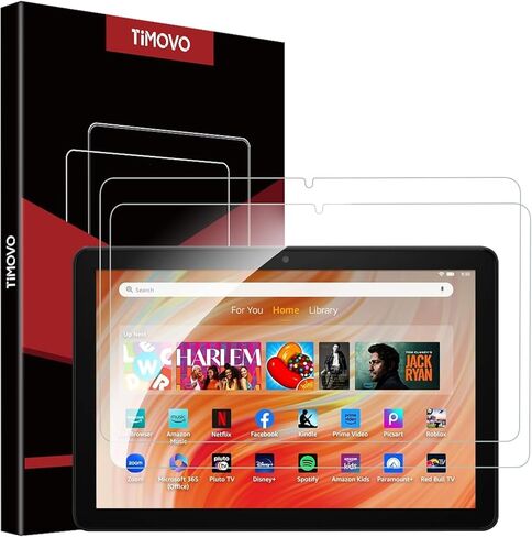 واقي شاشة TiMOVO مكون من قطعتين لجهاز الكمبيوتر اللوحي Fire HD 10 وFire HD 10 Plus الجديد كليًا (الجيل 13/11 - إصدار 2023/2021)، فيلم زجاجي مقوى 9H، شفاف عالي الدقة in Kuwait