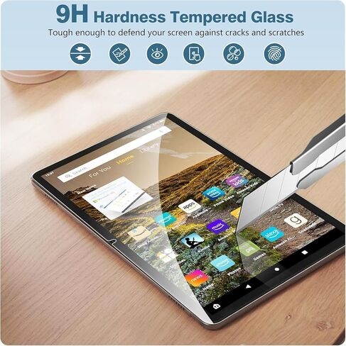 واقي شاشة TiMOVO مكون من قطعتين لجهاز الكمبيوتر اللوحي Fire HD 10 وFire HD 10 Plus الجديد كليًا (الجيل 13/11 - إصدار 2023/2021)، فيلم زجاجي مقوى 9H، شفاف عالي الدقة in Kuwait