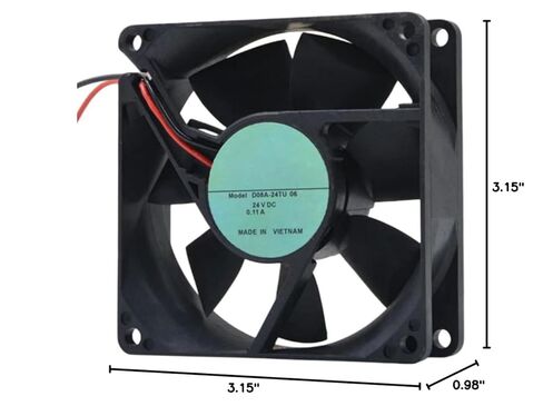 D08A-24TU 06 80x80x25mm 24V 0.11A 2.64W 3500RPM 55CFM Nidec 8 سم 2 سلك مروحة تبريد in Kuwait