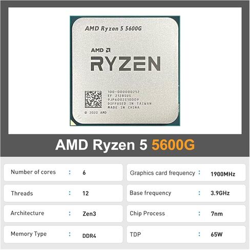 معالج وحدة المعالجة المركزية A N R 5 5600G R5 3.9 جيجا هرتز سداسي النواة اثني عشر خيط 65 واط L3 = 16 متر مقبس AM4 ملحقات المعالج in Kuwait
