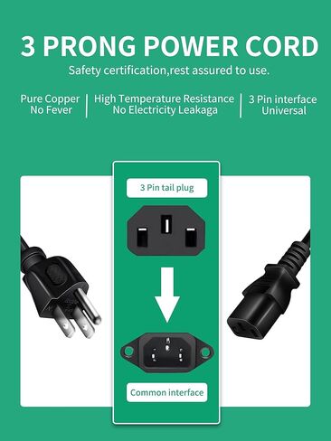 AC Power Cord Compatible with FLYBIRD Vibration Plate Exercise Machine, Universal 3 Prong Power Cable Replacement 6Ft for Whole Body Workout Vibration Platform in Kuwait