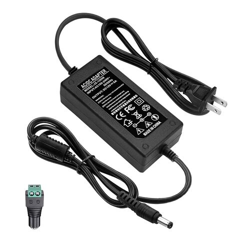 12V 5A Power Adapter 60W AC/DC Converter Suitable for LED Strips, Surveillance Cameras, CCTV Camera，Mini Fan and Computer Monitors. Features a 5.5x2.5mm Connector and a 2.1mm Plug. in Kuwait