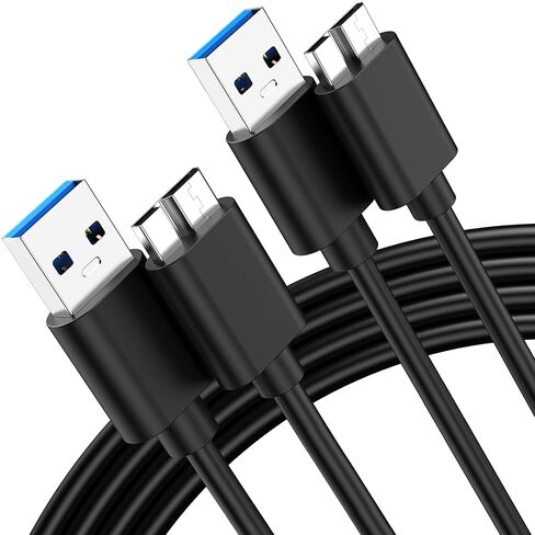 2 Pack USB 3.0 A to Micro B Cable 1.6FT, High-Speed External Hard Drive Cable Compatible with Seagate, WD, Toshiba, Westgate, Samsung Galaxy S5, Note 3, LaCie, Elements & More in Kuwait