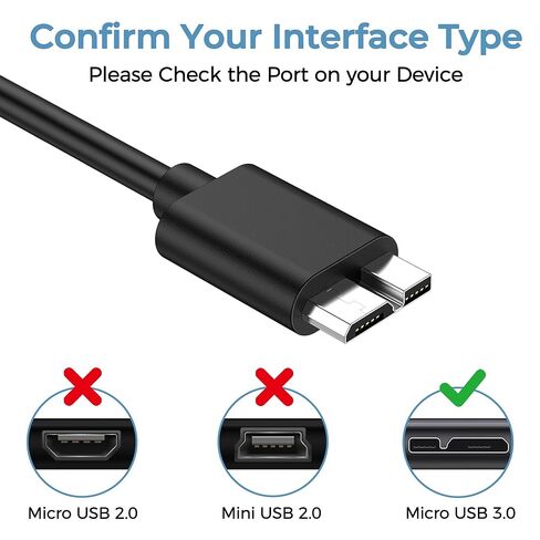 2 Pack USB 3.0 A to Micro B Cable 1.6FT, High-Speed External Hard Drive Cable Compatible with Seagate, WD, Toshiba, Westgate, Samsung Galaxy S5, Note 3, LaCie, Elements & More in Kuwait