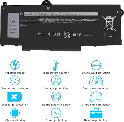 بطارية كمبيوتر محمول 64Wh GRT01 بديلة لجهاز Dell Latitude 15 5521 5531 14 5421 5431 Precision 3470 3561 3571 Alienware m17 R5 AMD Series R05P0 00P3TJ 0P3TJ VXD57 05RGW 9JRV0 بطارية الكمبيوتر. in Kuwait