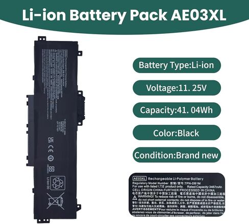 AE03XL Laptop Battery Replacement for HP 240 G10 / 245 G10 / 246 G10 / 250 G10 / 255 G10 / 256 G10 14-EE 14-EM 14Z-EM 14-EP 14T-EP 15-FC 15Z-FC 15-FD 15T-FD Series HSTNN-WB0D TPN-DB1M [11.25V 41.04Wh] in Kuwait