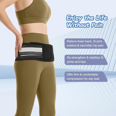 حزام الورك المفصلي Sacroiliac SI - دعامة دعم للحوض وأسفل الظهر قابلة للتنفس للرجال والنساء - تخفيف آلام عرق النسا والحوض والقطني وآلام الأعصاب والساق - ضغط ثابت in Saudi Arabia