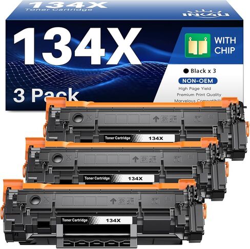 INK4U 134X Black Toner Cartridge (with Chip) Compatible Replacement for HP 134X Toner W1340X 134A W1340A Toner Cartridges to Use with LaserJet M209dw MFP M234sdw M234dw M234sdn Printer (2-Pack) in Kuwait