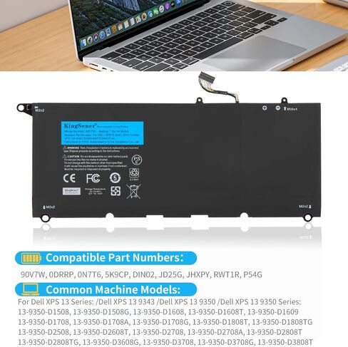 56WH 90V7W Laptop Battery for Dell XPS 13 13D 13-9343 13-9350 13D-9343 XPS13-9350 Ultrabook JHXPY JD25G 090V7W 5K9CP DIN02 RWT1R 0DRRP 7.6V in Kuwait