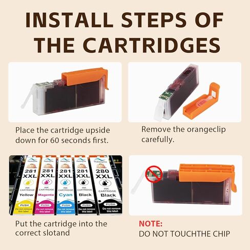 Refillable 280XL 281XL Ink Cartridges PGI-280XXL CLI-281XXL for Compatible for Canon PIXMA TS702 TS702a TS6120 TS6220 TS6320 TS8120 TS8220 TS8320 TR7520 TR8520 TR8620 TS9120 TS9520 Printer in Kuwait