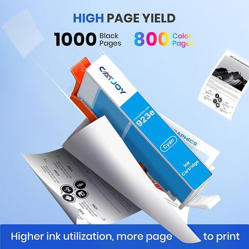 مجموعة خراطيش الحبر 923e 923XL 923 مع رقاقة بديلة لخراطيش الحبر hp 923 لطابعة OfficeJet 8120e 8122e 8124e Pro 8135e 8138e 8139e 8130e 8132e (4 عبوات، أسود سماوي أصفر أرجواني) in Kuwait