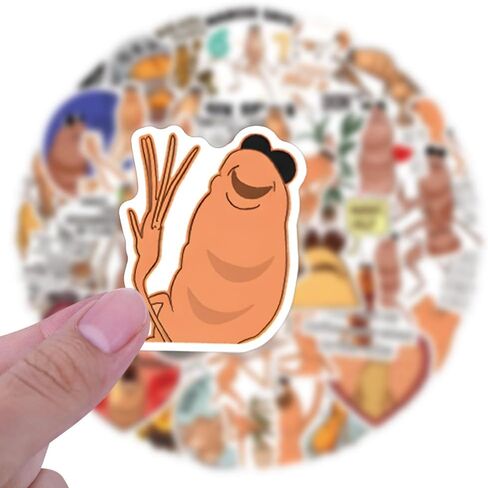 55Pcs Marcus The Worm Stickers Funny Marcus The Worm Decal Merch Scrapbook Sticker Waterproof Vinyl for Laptop, Water Bottle, Skateboard, Scrapbooking, Party Favor in Kuwait