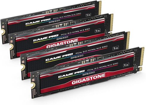 Gigastone M.2 SSD 1 تيرابايت (4 حزم) PCIe 3.0 NVMe SSD 2,200 ميجابايت/ثانية محركات الأقراص الصلبة الداخلية للألعاب ذات الحالة الصلبة ترقية تخزين الكمبيوتر المحمول بسرعة عالية للاعبين ومبدعي التصميم الجرافيكي محترفي تكنولوجيا المعلومات PCIe Gen3x4 in Kuwait