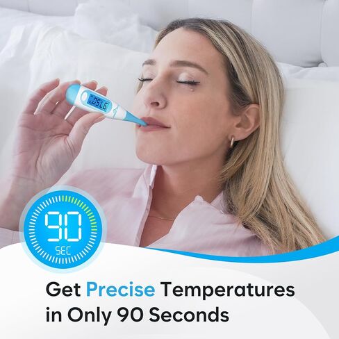 ميزان حرارة أساسي رقمي من Easy@Home مع شاشة LCD بإضاءة خلفية كبيرة، دقة عالية 1/100 درجة واستدعاء للذاكرة، غير مزود بتقنية Bluetooth، EBT-100B-P مطور (أرجواني) in Kuwait