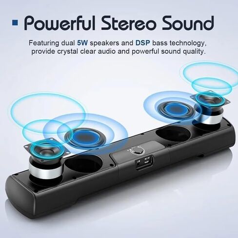 Computer Speaker Soundbar Wall Mountable Wired PC Speakers Sound Bar Powered with Volume in Kuwait