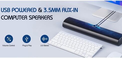 Computer Speaker Soundbar Wall Mountable Wired PC Speakers Sound Bar Powered with Volume in Kuwait