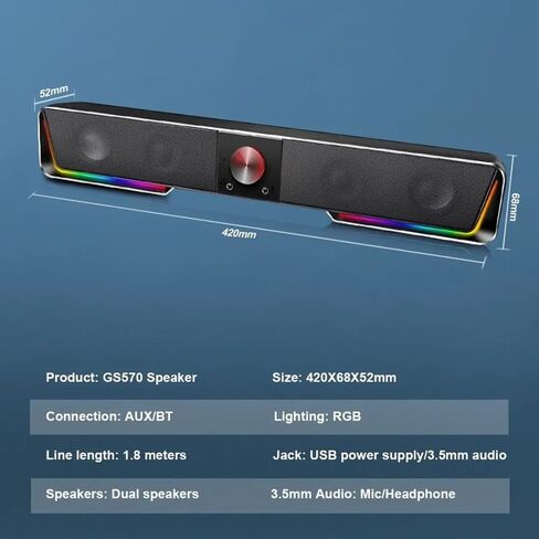 دعم Aux 3.5 مكبرات الصوت المحيطية RGB مكبرات الصوت لمكبرات الصوت للكمبيوتر الشخصي in Kuwait