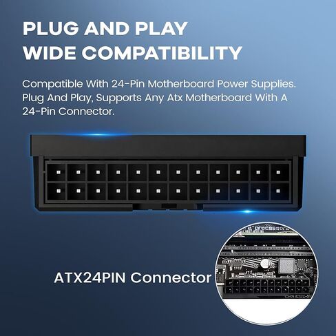 Mainboard ATX 24 Pin Adapter 90 Degree 24 Pin Male to Female Power Supply Adapter for Computer Cases,Motherboard,etc in Kuwait