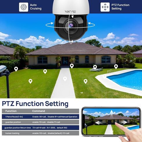 4K PTZ PoE IP Security Camera Outdoor 18X Optical Zoom with Ceiling Mount Bracket, Human Auto Tracking, Human/Vehicle Detection, Two-Way Talk, 328ft IR Night Vision, in Kuwait