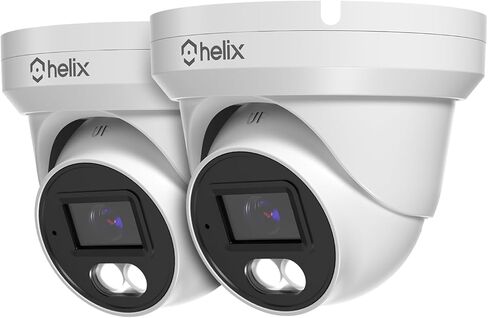 كاميرا Helix 2PK 5MP Security AI IP PoE، لون ليلي 98 قدمًا، اكتشاف الإنسان، متوافق مع NDAA، برج مراقبة داخلي خارجي، ميكروفون مدمج، يدعم 256 جيجابايت MicroSD، رادع، 2PK-HLX-IP5M-T103EW-AI in Kuwait
