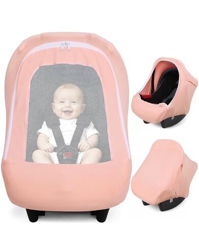 Metplus No Touch Sign Baby Car Seat Cover, Carseat Canopy with Mesh Window | Breathable Windproof Infant Carrier Stroller Covers for Girls Boys, Stretchy Universal Fit, Baby Shower Gift (Gray Ripples) in Saudi Arabia