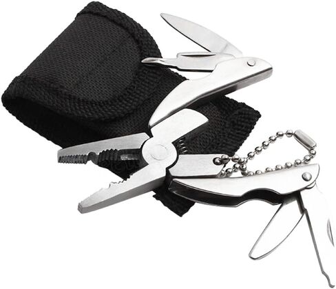 Mini Folding Pliers Multi Tool with Pouch Stainless Steel Pocket Keychain Tool for Camping Hiking Fishing Travel Small Repai in Kuwait