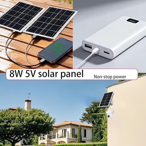 Solar Panel for Security Camera IP65 Waterproof USB 5V 6W Solar Panel Charger Type-C Port、Micro USB Port＆DC Port Solar Sanels for Cameras with 9.8ft Charging Cable Charging Power(1 Pack Black) in Saudi Arabia