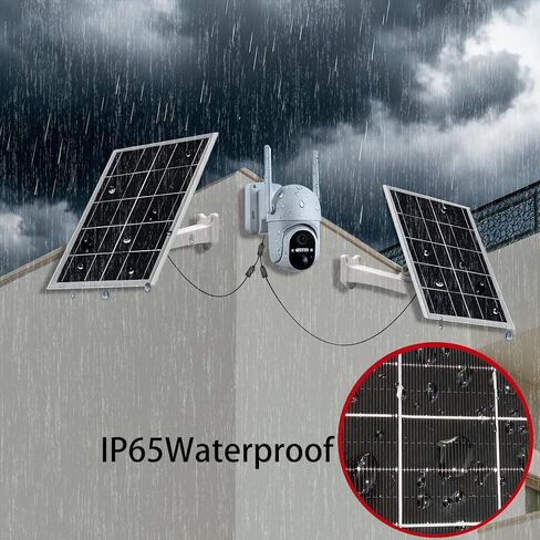 Solar Panel for Security Camera IP65 Waterproof USB 5V 6W Solar Panel Charger Type-C Port、Micro USB Port＆DC Port Solar Sanels for Cameras with 9.8ft Charging Cable Charging Power(1 Pack Black) in Saudi Arabia