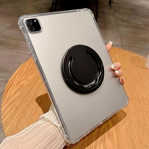 حافظة الكمبيوتر اللوحي وحامل الحامل متوافق مع حافظة iPad Air الجيل الثالث 10.5 2019، وغطاء مقاوم للصدمات ودعامة مقبض حلقي دوارة 360 درجة (شفاف) in Kuwait