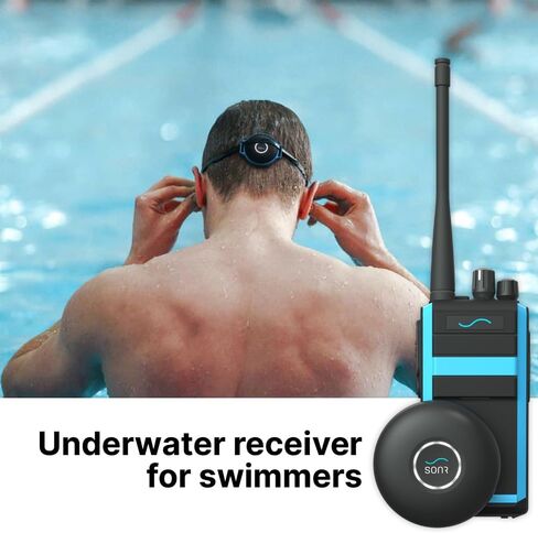 حزمة 2 في 1 SONR Swim Coach Communicator، مقاومة للماء، مجموعة السباحة تحت الماء، توصيل العظام، التدريب في الوقت الحقيقي، سماعة رأس لاسلكية وحقيبة تخزين in Kuwait