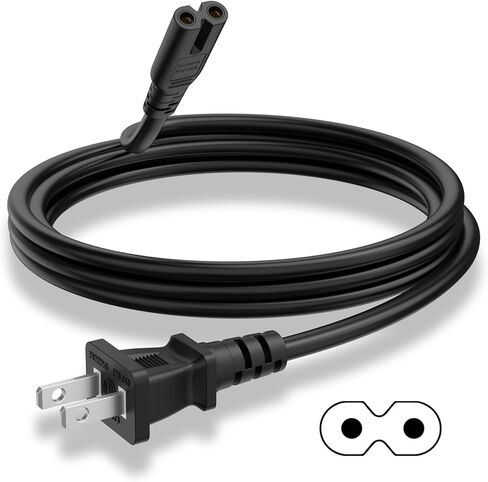AC Power Cord 5FT for Sony PS5/PS4/PS3 Slim, Xbox Series S/X, Xbox One S/X, TV, Speaker, Printers, Monitor, Universal 2 Prong Power Cable Replacement in Kuwait