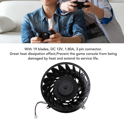 Vikye Internal Cooling Fan Replacement for (CFI 70XX Series), 19 Blade 12V 1.80A Console Cooler with 3 Pin Connector in Kuwait