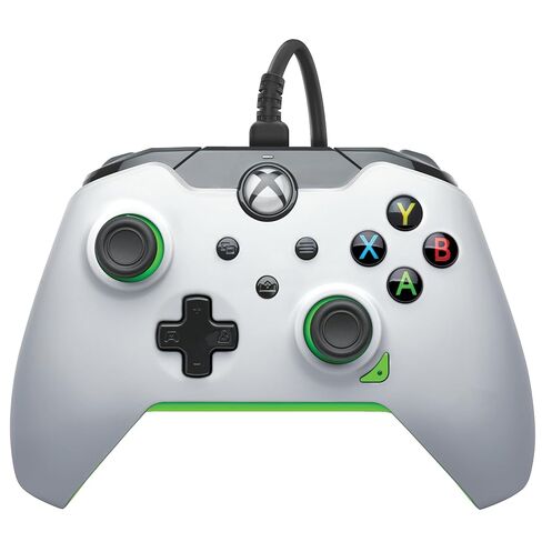 وحدة تحكم ألعاب Xbox سلكية PDP: لوحة ألعاب مرخصة لأجهزة Xbox Series X|S وXbox One وأجهزة الكمبيوتر التي تعمل بنظام Windows - عناصر التحكم في الصوت، وكابل بطول 8 أقدام، ومقبس صوت 3.5 ملم، وأزرار ومشغلات قابلة للتعيين، وتطبيق مصاحب - أبيض/أخضر (متجدد) in Kuwait