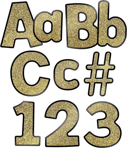 Carson Dellosa 219 Piece 4 Inch Gold Glitter Bulletin Board Letters for Classroom, Alphabet Letters, Numbers, Punctuation & Symbols, Cut Out Letters for Bulletin Board in Saudi Arabia