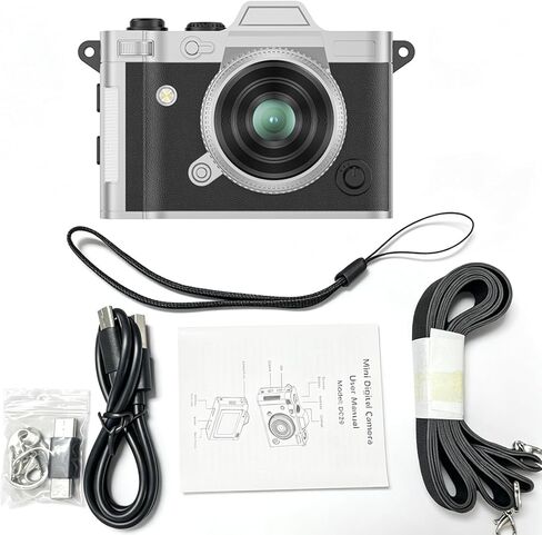 Yunseity Retro Small Camera, 20MP 2K Video Pendant Camera with 1.47 Inch Screen and Alloy Body for Streetwear Fashion and Travel Photography in Kuwait