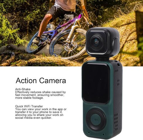 Yunseity 4K Action Camera Dual Lens WiFi Sports Camera with 2000mAh Battery Anti Shake 90 Rotatable Lens for Outdoor Cycling Vlogging in Kuwait